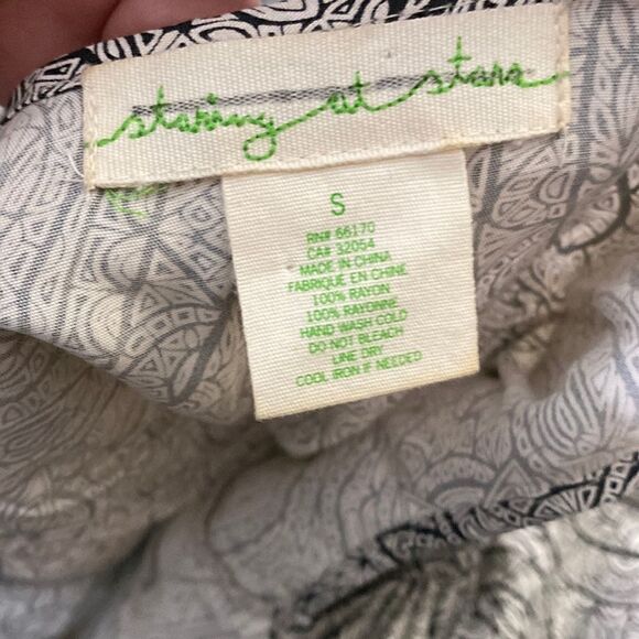 Anthropologie Starry Night black and cream Floral Paisley Print Mini Dress - Picture 7 of 8